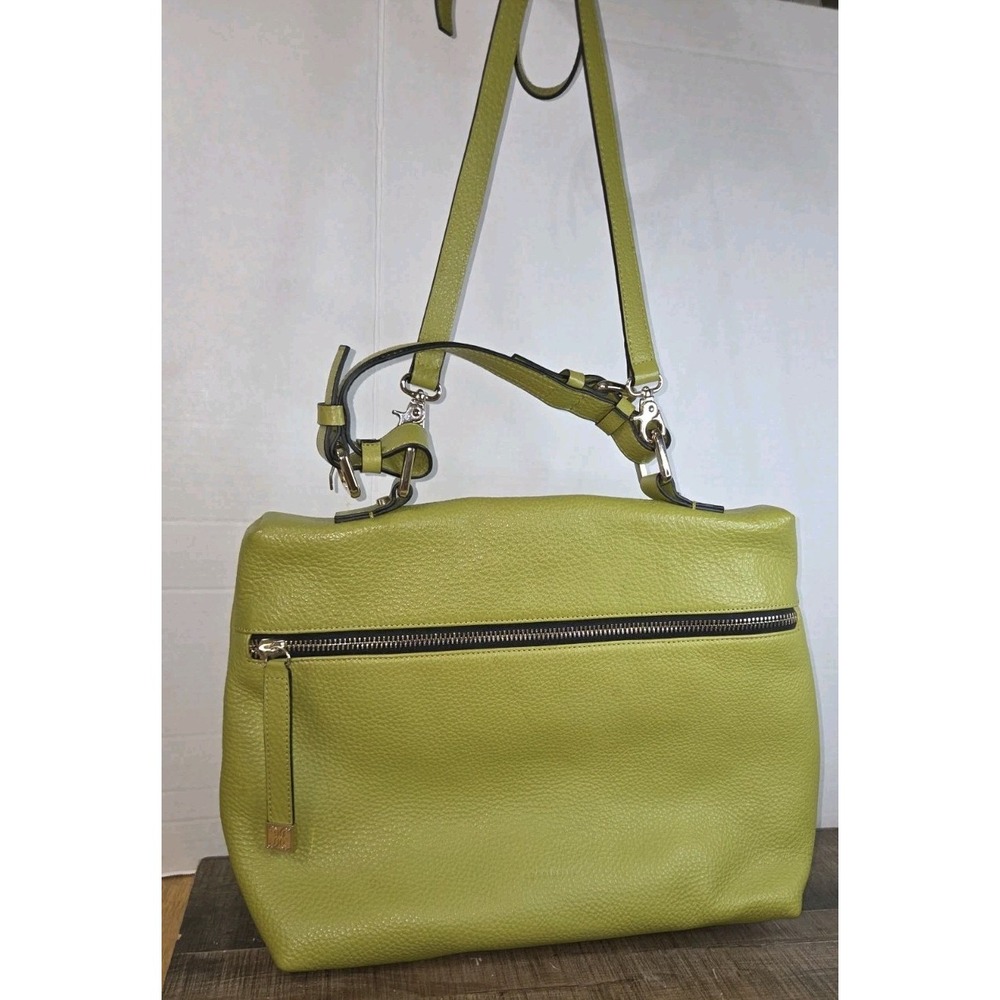 Coccinelle Leather Shoulder Bag No.9 Green Italian Style Silver Hardware